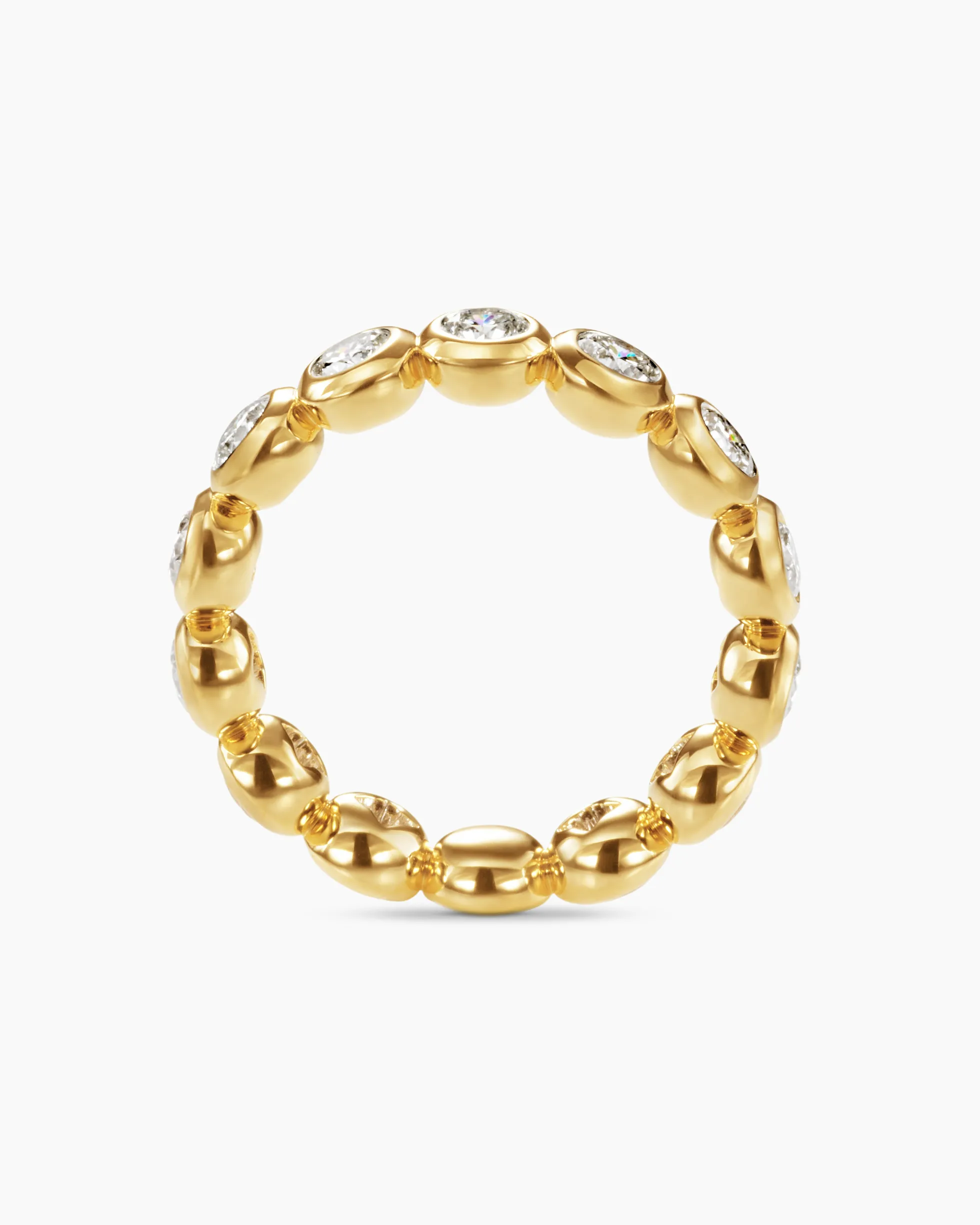 DY Infinity Band Ring 18K Yellow Gold with Round Diamonds, 4.8mm
