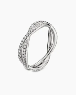 DY Infinity Band Ring Platinum with Diamonds, 4.18mm