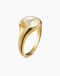 DY Initial Pinky Ring 18K Yellow Gold with Diamond A, 9.8mm