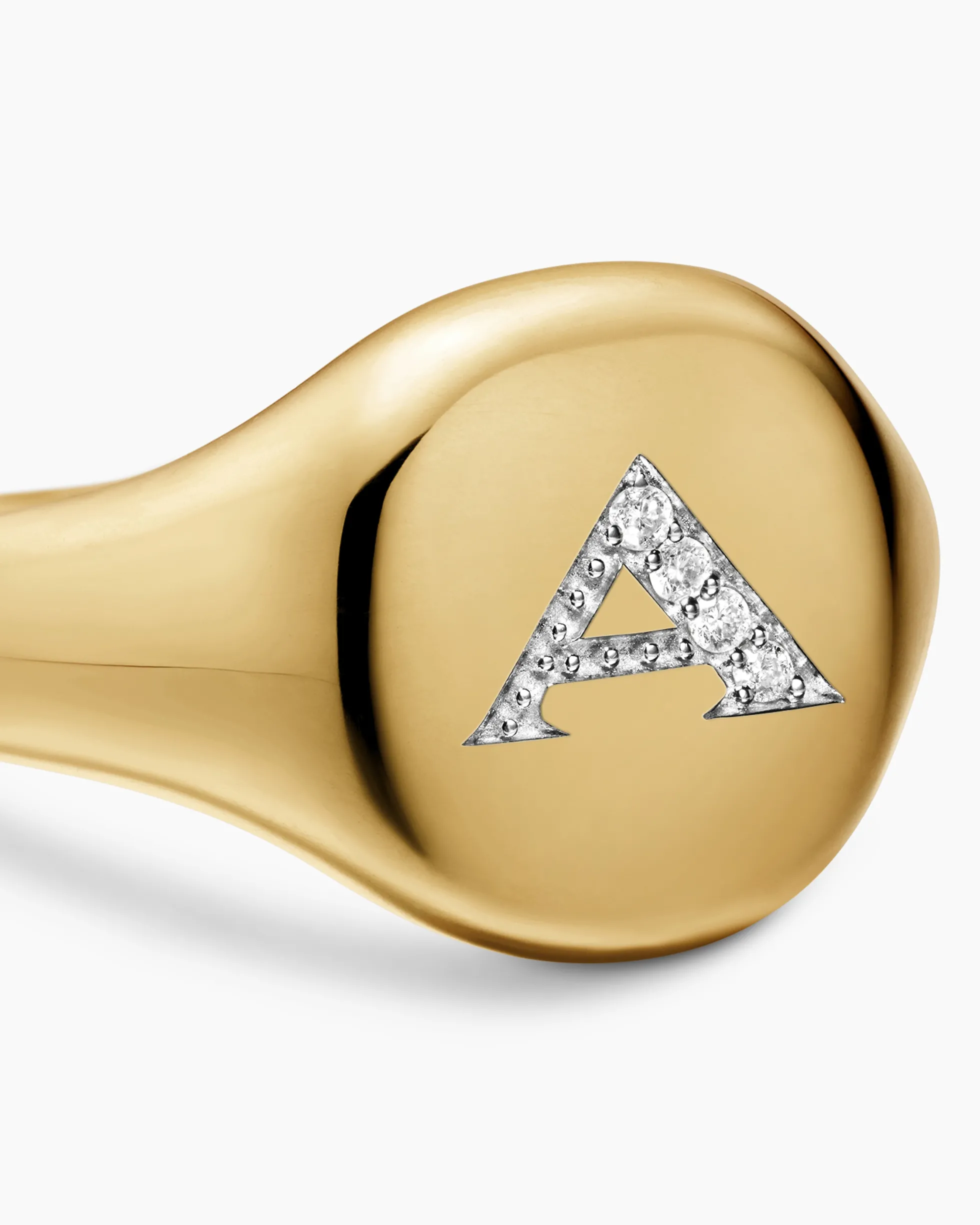 DY Initial Pinky Ring 18K Yellow Gold with Diamond A, 9.8mm