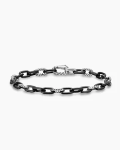 DY Madison® Chain Bracelet Black Titanium with Sterling Silver, 6mm
