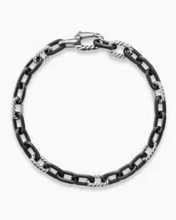 DY Madison® Chain Bracelet Black Titanium with Sterling Silver, 6mm