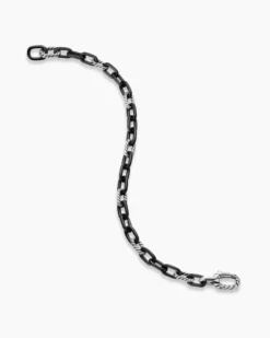 DY Madison® Chain Bracelet Black Titanium with Sterling Silver, 6mm