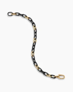 DY Madison® Chain Bracelet Black Titanium with 18K Yellow Gold, 6mm