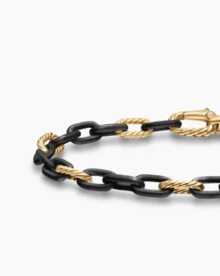 DY Madison® Chain Bracelet Black Titanium with 18K Yellow Gold, 6mm