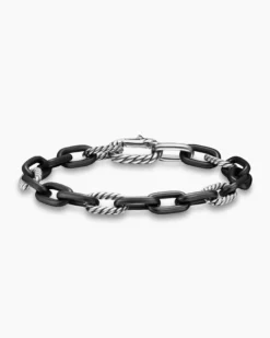DY Madison® Chain Bracelet Black Titanium with Sterling Silver, 8.5mm