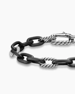 DY Madison® Chain Bracelet Black Titanium with Sterling Silver, 8.5mm