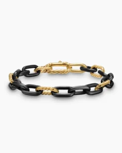 DY Madison® Chain Bracelet Black Titanium with 18K Yellow Gold, 8.5mm