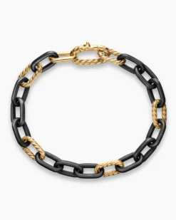 DY Madison® Chain Bracelet Black Titanium with 18K Yellow Gold, 8.5mm