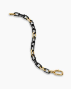 DY Madison® Chain Bracelet Black Titanium with 18K Yellow Gold, 8.5mm