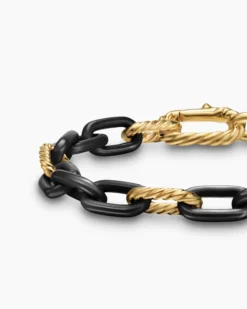 DY Madison® Chain Bracelet Black Titanium with 18K Yellow Gold, 8.5mm