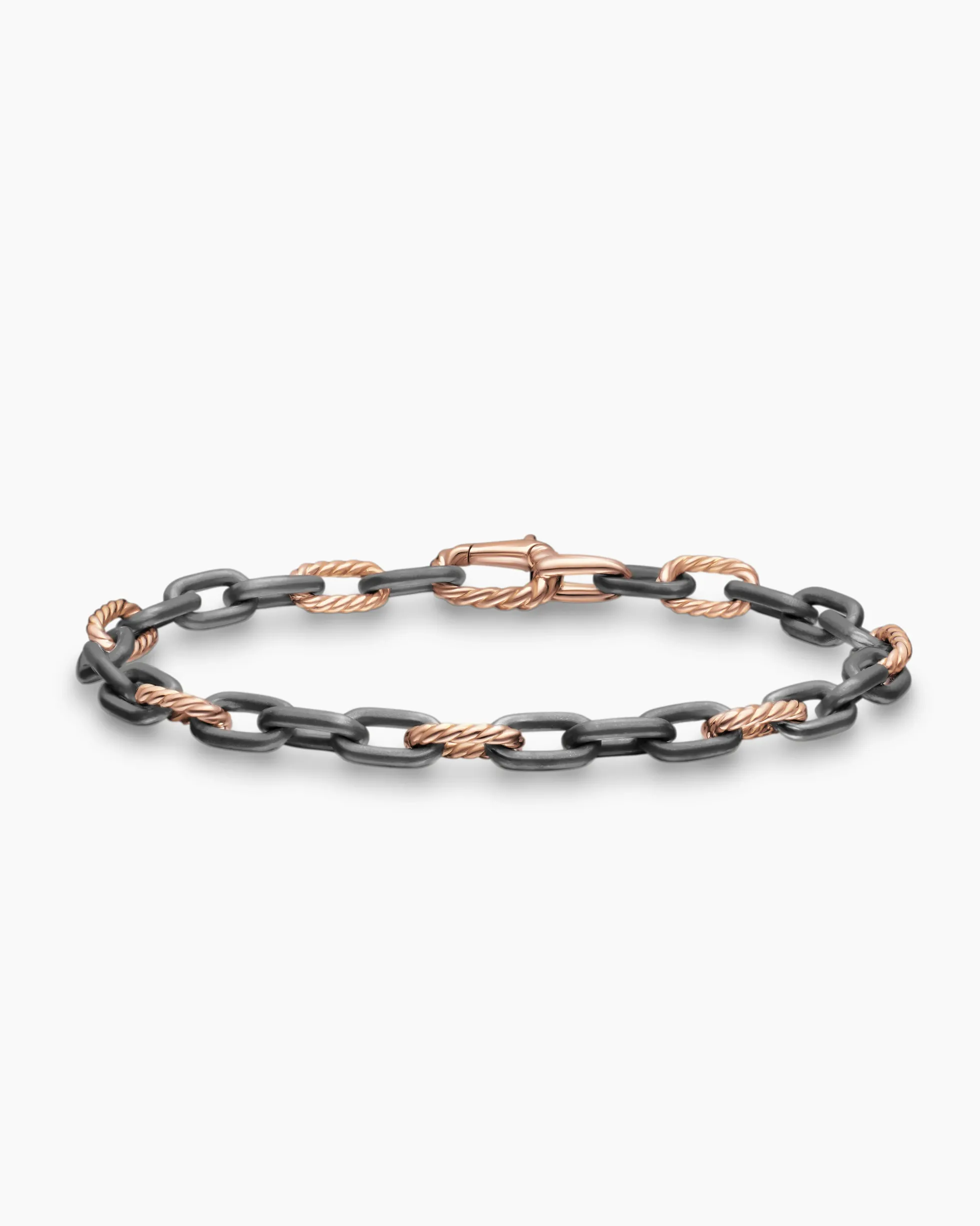 DY Madison® Chain Bracelet Grey Titanium with 18K Rose Gold, 6mm