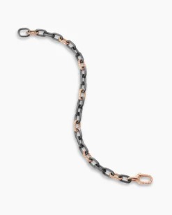 DY Madison® Chain Bracelet Grey Titanium with 18K Rose Gold, 6mm