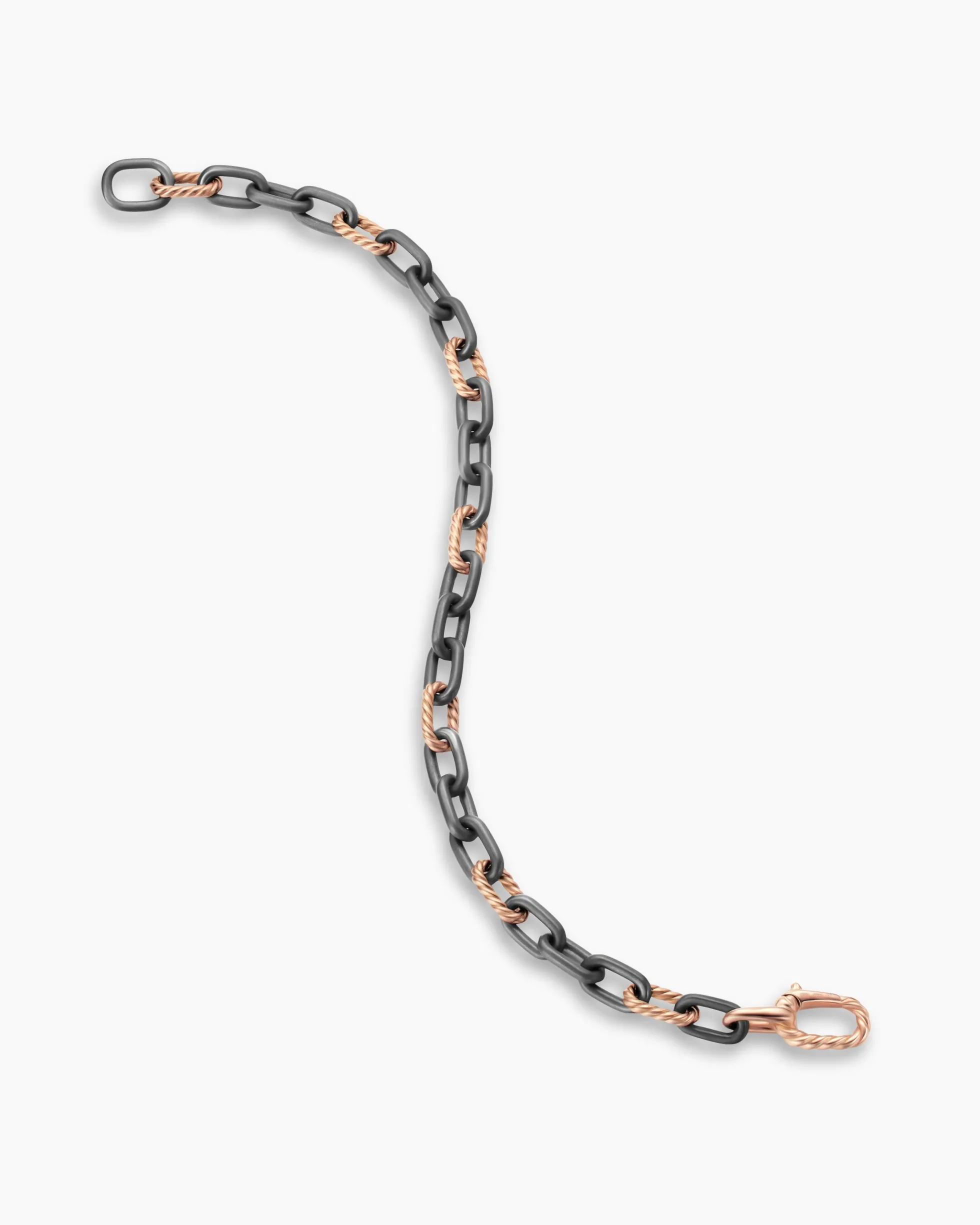 DY Madison® Chain Bracelet Grey Titanium with 18K Rose Gold, 6mm