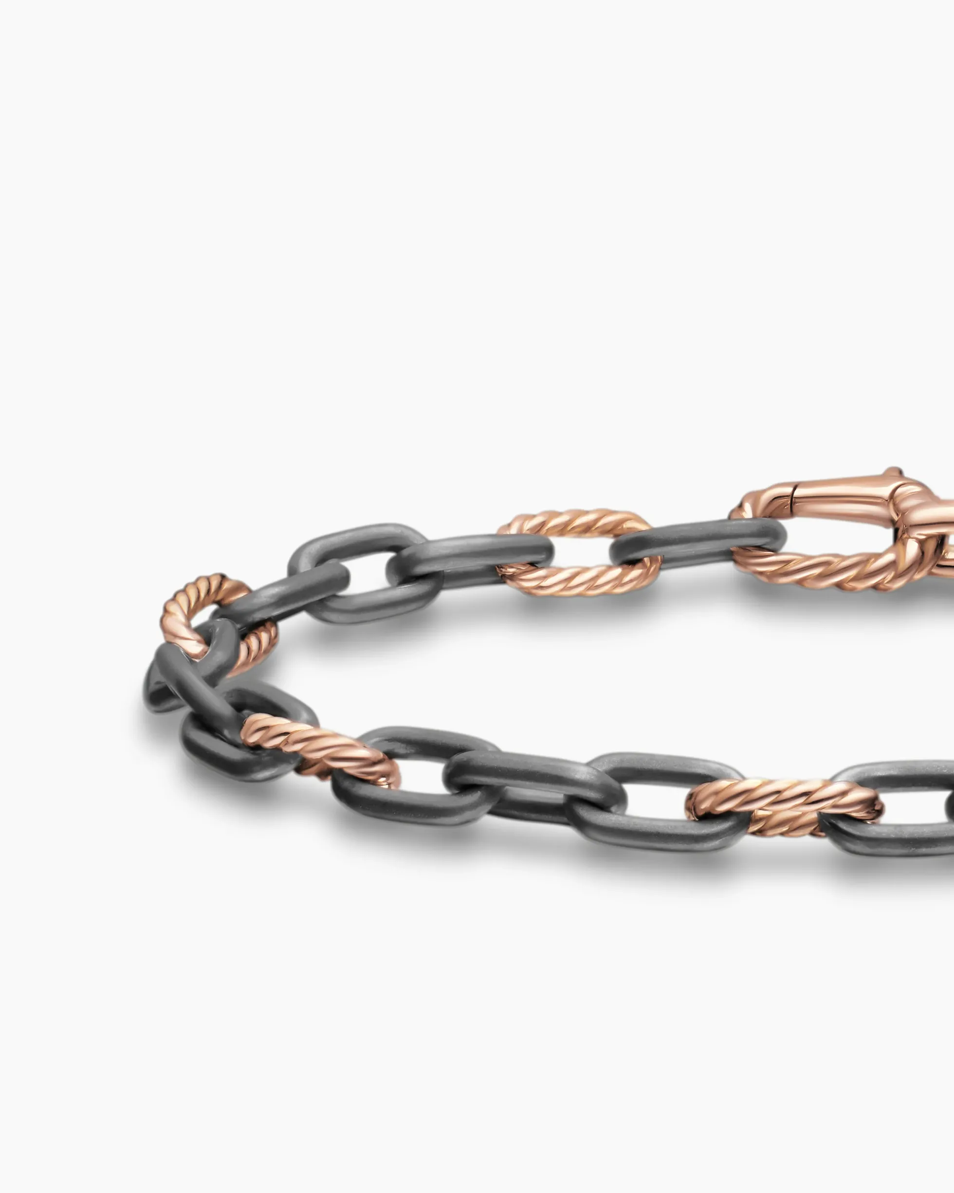DY Madison® Chain Bracelet Grey Titanium with 18K Rose Gold, 6mm