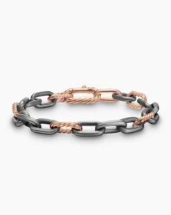 DY Madison® Chain Bracelet Grey Titanium with 18K Rose Gold, 8.5mm