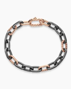 DY Madison® Chain Bracelet Grey Titanium with 18K Rose Gold, 8.5mm