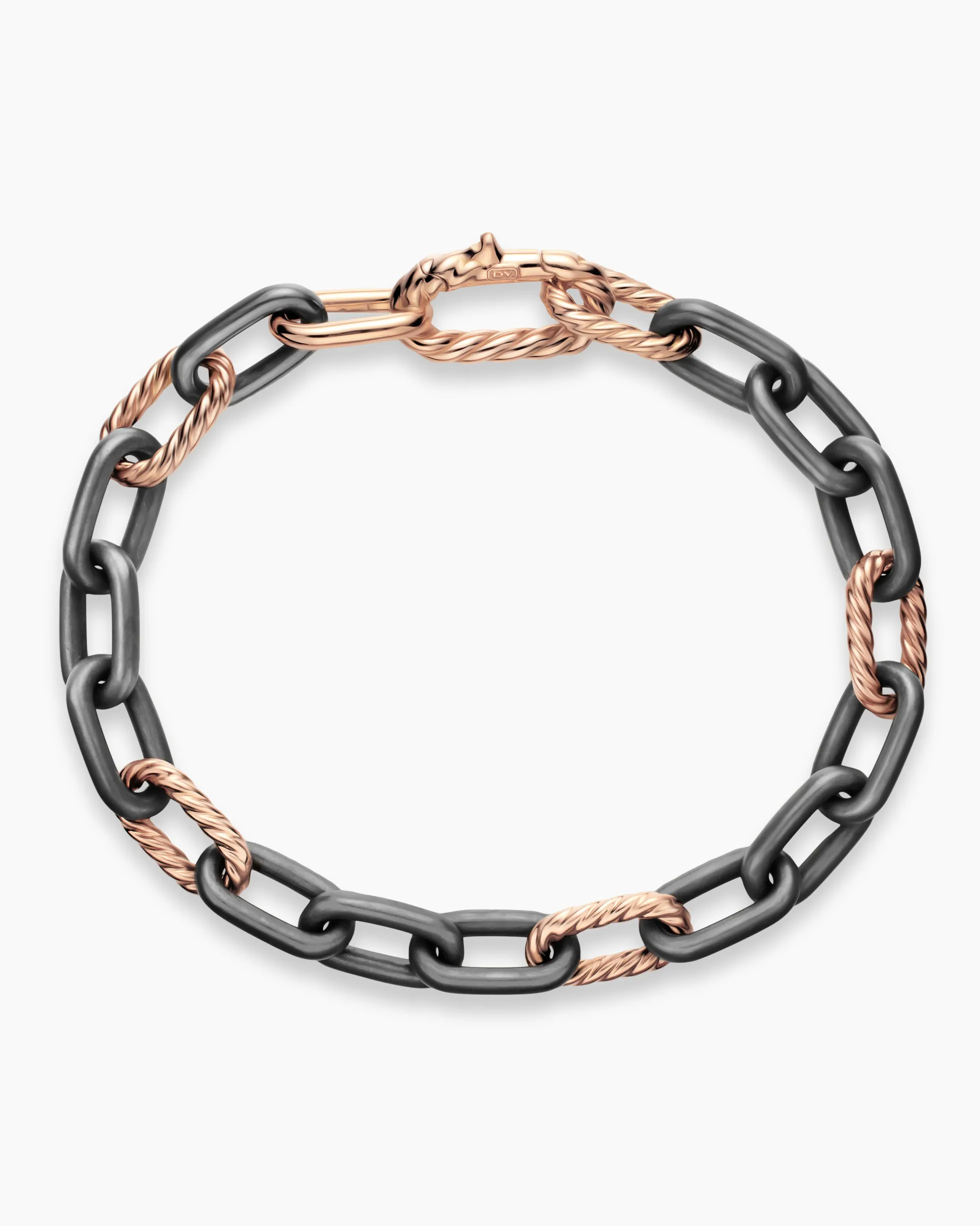 DY Madison® Chain Bracelet Grey Titanium with 18K Rose Gold, 8.5mm