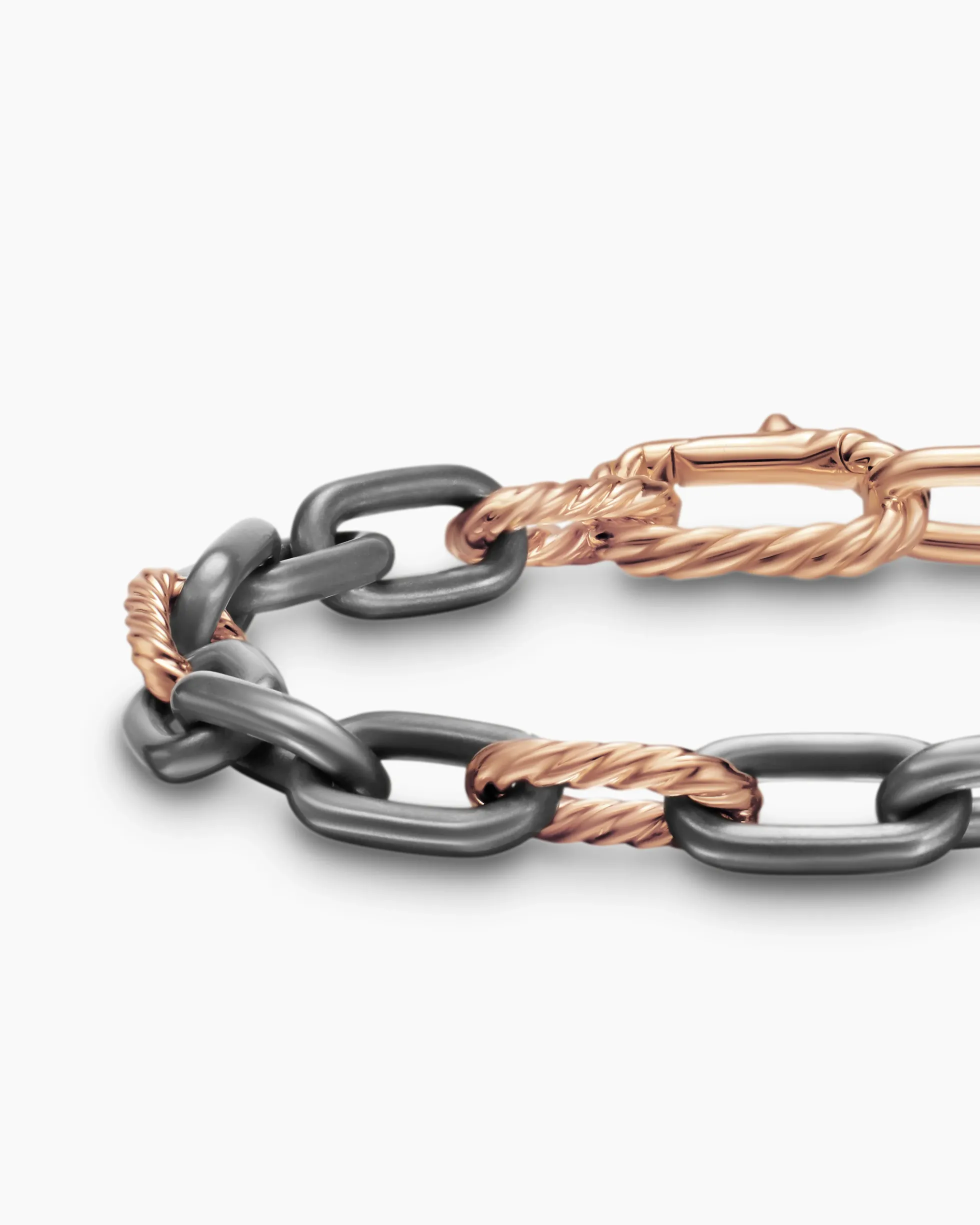 DY Madison® Chain Bracelet Grey Titanium with 18K Rose Gold, 8.5mm