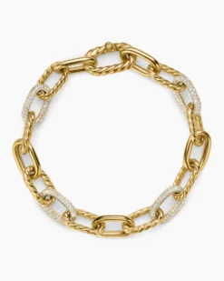 DY Madison® Chain Bracelet 18K Yellow Gold with Diamonds, 8.5mm