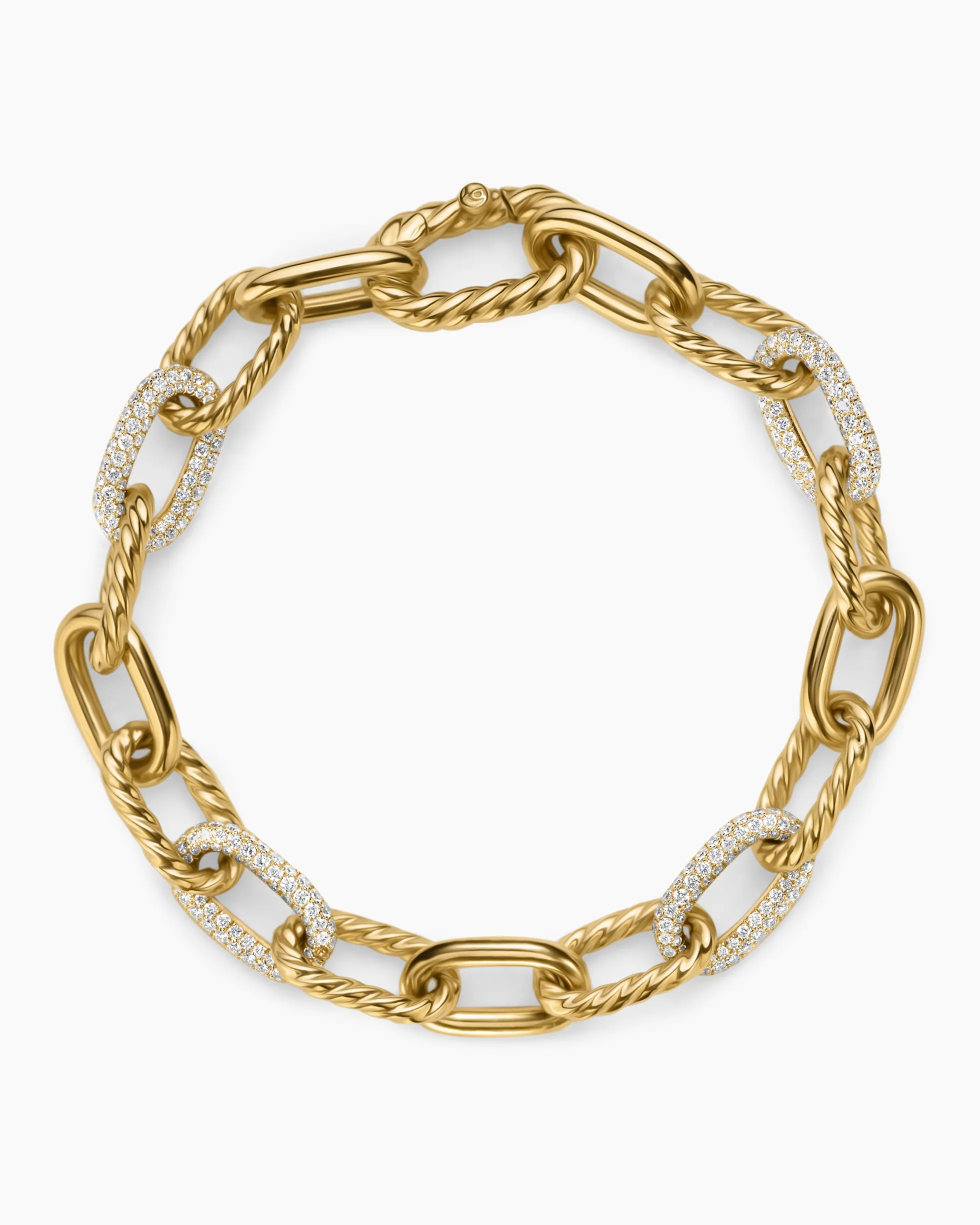 DY Madison® Chain Bracelet 18K Yellow Gold with Diamonds, 8.5mm