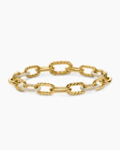DY Madison® Chain Bracelet 18K Yellow Gold with Diamonds, 8.5mm