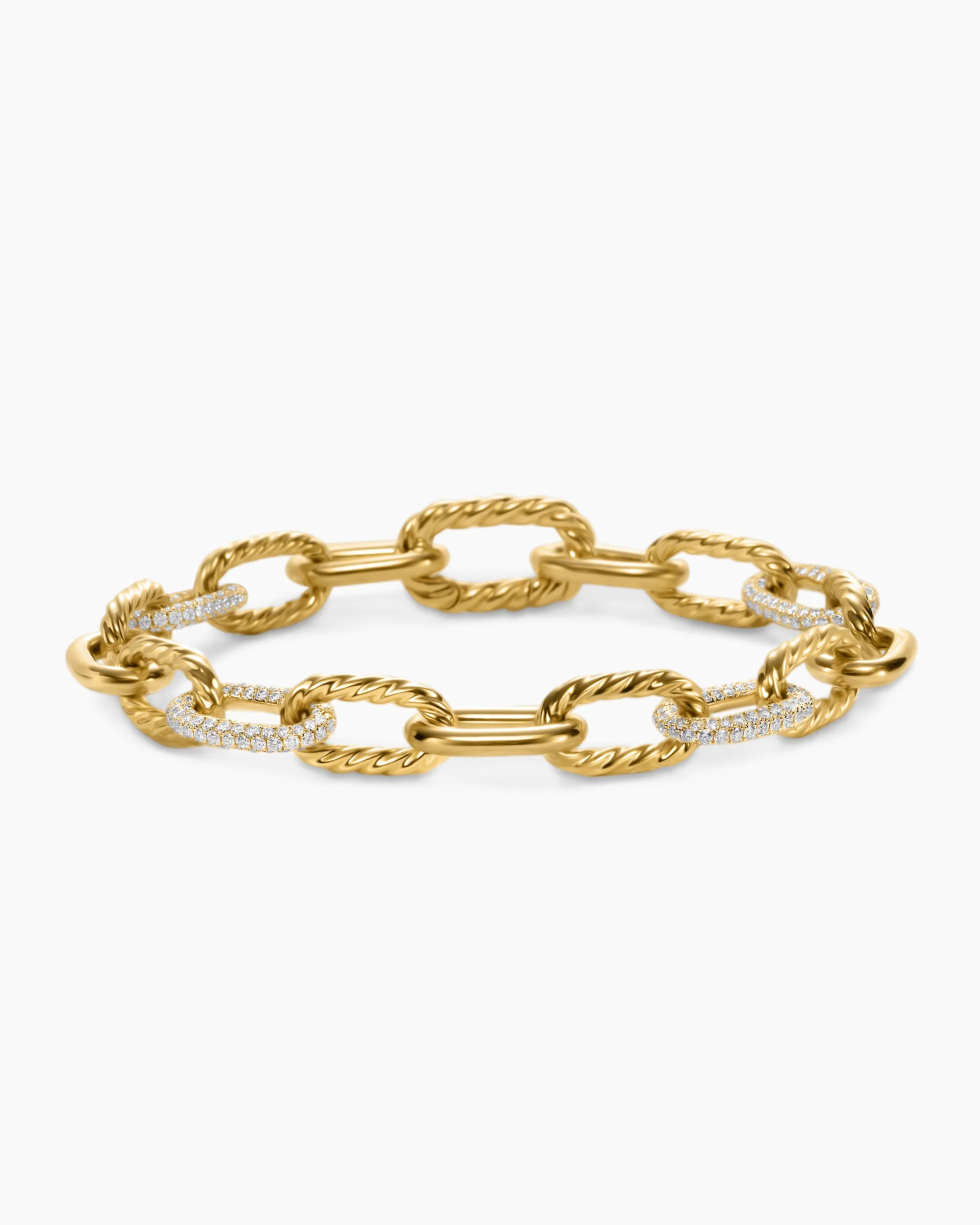 DY Madison® Chain Bracelet 18K Yellow Gold with Diamonds, 8.5mm