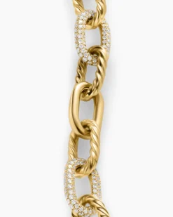 DY Madison® Chain Bracelet 18K Yellow Gold with Diamonds, 8.5mm