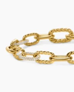 DY Madison® Chain Bracelet 18K Yellow Gold with Diamonds, 8.5mm