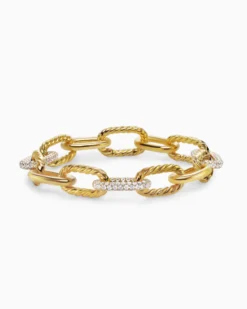 DY Madison® Chain Bracelet 18K Yellow Gold with Diamonds, 11mm