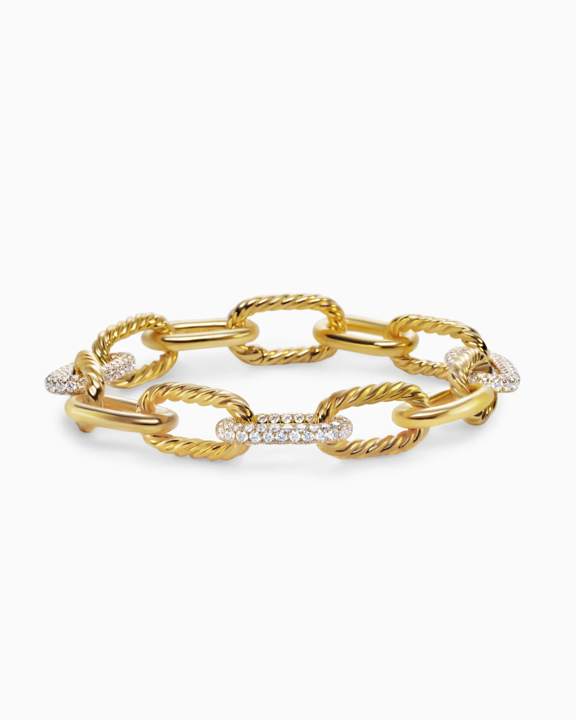 DY Madison® Chain Bracelet 18K Yellow Gold with Diamonds, 11mm