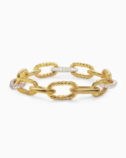 DY Madison® Chain Bracelet 18K Yellow Gold with Diamonds, 11mm