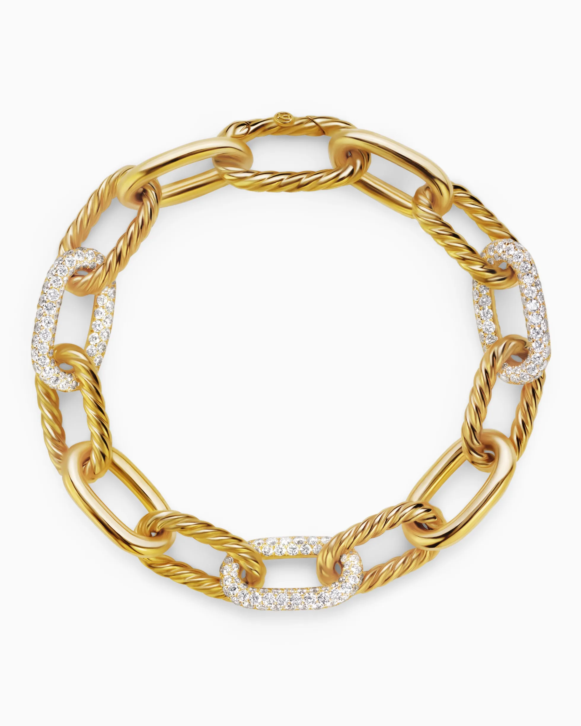 DY Madison® Chain Bracelet 18K Yellow Gold with Diamonds, 11mm