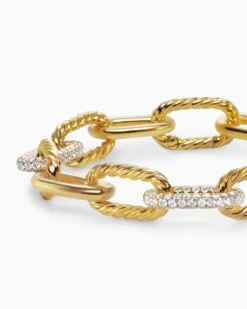DY Madison® Chain Bracelet 18K Yellow Gold with Diamonds, 11mm
