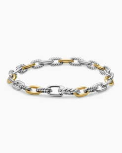 DY Madison® Chain Bracelet Sterling Silver with 18K Yellow Gold, 5.5mm