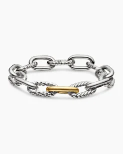 DY Madison® Chain Bracelet Sterling Silver with 18K Yellow Gold, 11mm