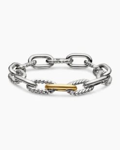 DY Madison® Chain Bracelet Sterling Silver with 18K Yellow Gold, 11mm