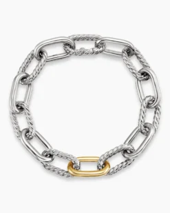 DY Madison® Chain Bracelet Sterling Silver with 18K Yellow Gold, 11mm
