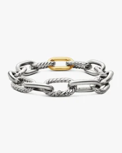 DY Madison® Chain Bracelet Sterling Silver with 18K Yellow Gold, 11mm