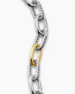 DY Madison® Chain Bracelet Sterling Silver with 18K Yellow Gold, 11mm