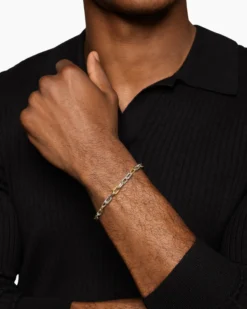 DY Madison® Chain Bracelet Sterling Silver with 18K Yellow Gold, 6mm