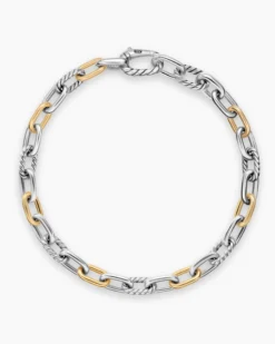 DY Madison® Chain Bracelet Sterling Silver with 18K Yellow Gold, 6mm
