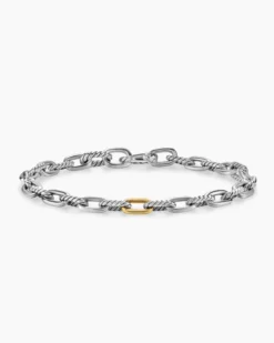 DY Madison® Chain Bracelet Sterling Silver with 18K Yellow Gold, 6mm