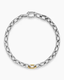 DY Madison® Chain Bracelet Sterling Silver with 18K Yellow Gold, 6mm