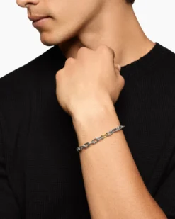 DY Madison® Chain Bracelet Sterling Silver with 18K Yellow Gold, 6mm