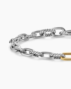 DY Madison® Chain Bracelet Sterling Silver with 18K Yellow Gold, 6mm
