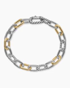 DY Madison® Chain Bracelet Sterling Silver with 18K Yellow Gold, 8.5mm