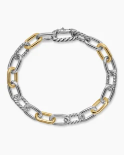 DY Madison® Chain Bracelet Sterling Silver with 18K Yellow Gold, 8.5mm