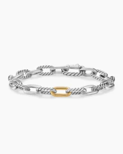 DY Madison® Chain Bracelet Sterling Silver with 18K Yellow Gold, 8.5mm