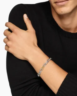 DY Madison® Chain Bracelet Sterling Silver with 18K Yellow Gold, 8.5mm